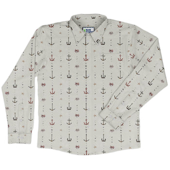 Crabby Anchors Long Sleeve Button Up Shirt Geek Nerd adult sizing Design by Vlad Mel FLOW DESC WRITING
