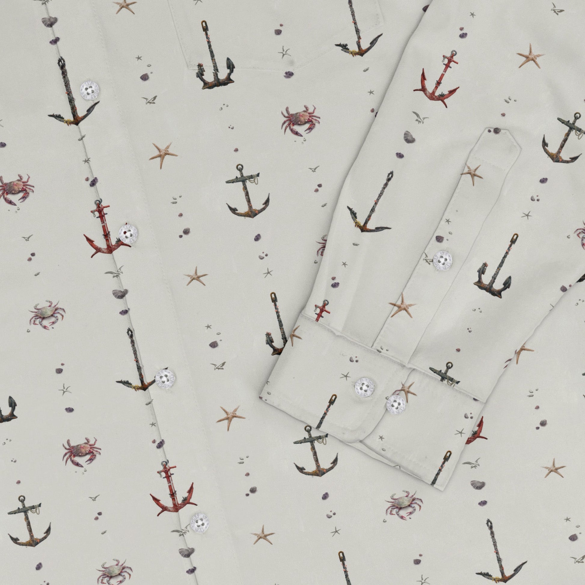 Crabby Anchors Long Sleeve Button Up Shirt Geek Nerd adult sizing Design by Vlad Mel FLOW DESC WRITING