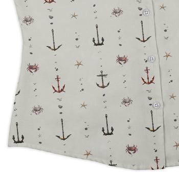 Crabby Anchors Curvy Button Up Shirt Geek Nerd Design by Vlad Mel Marine biology q4