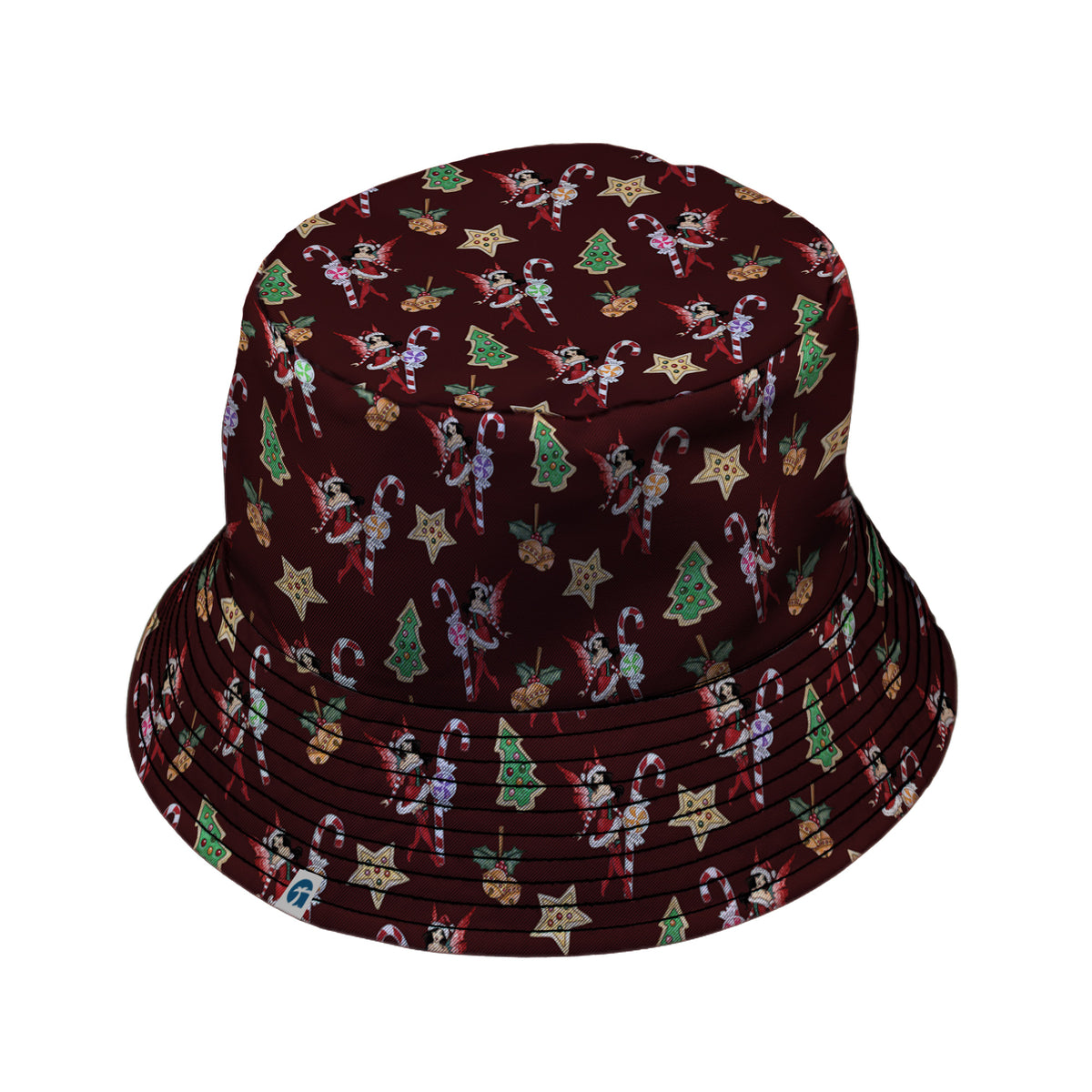Crimson Faerie Bucket Hat Black Stitching