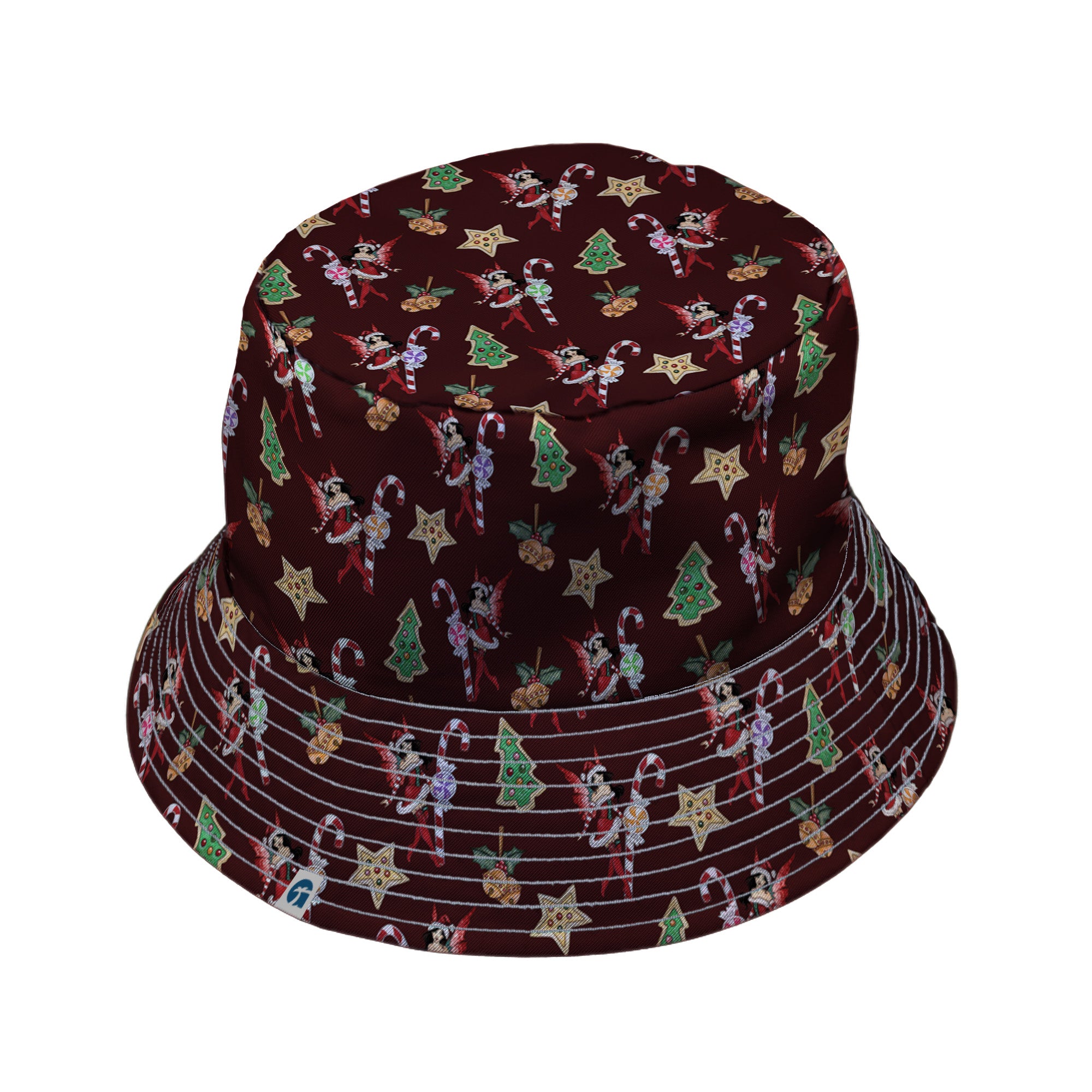 Crimson Faerie Bucket Hat Gray Stitching