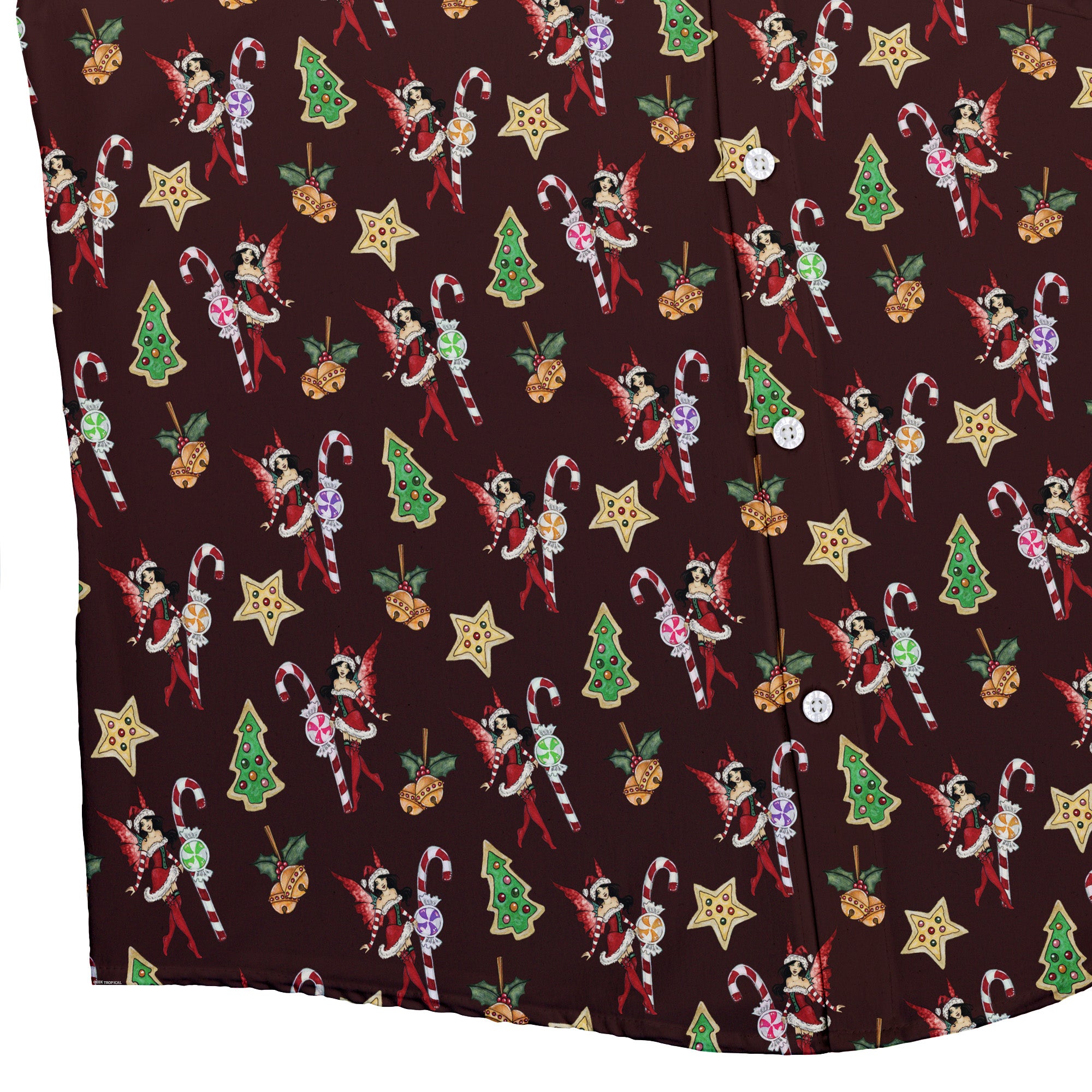 Crimson Faerie Button Up Shirt Bottom Corner