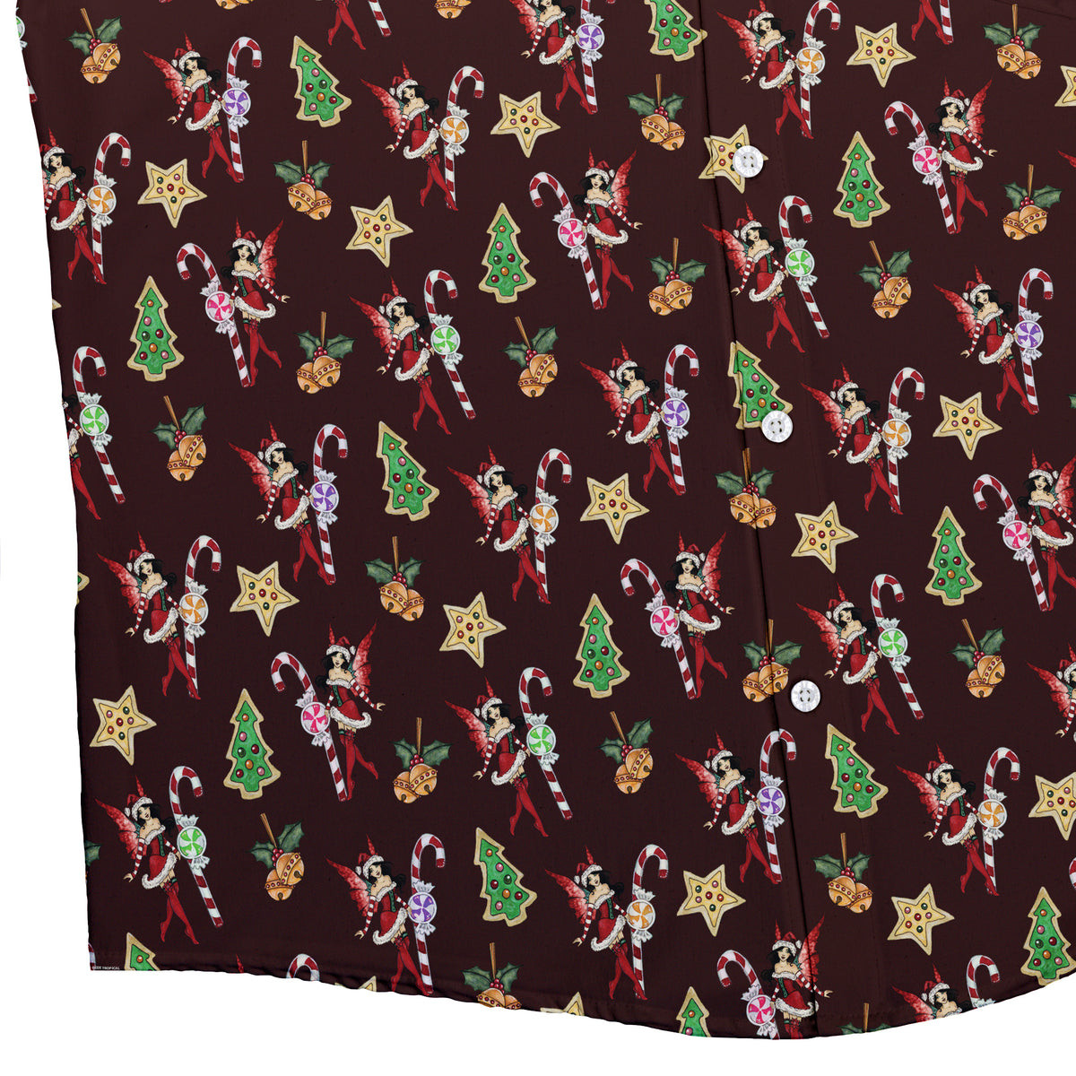 Crimson Faerie Button Up Shirt Bottom Corner