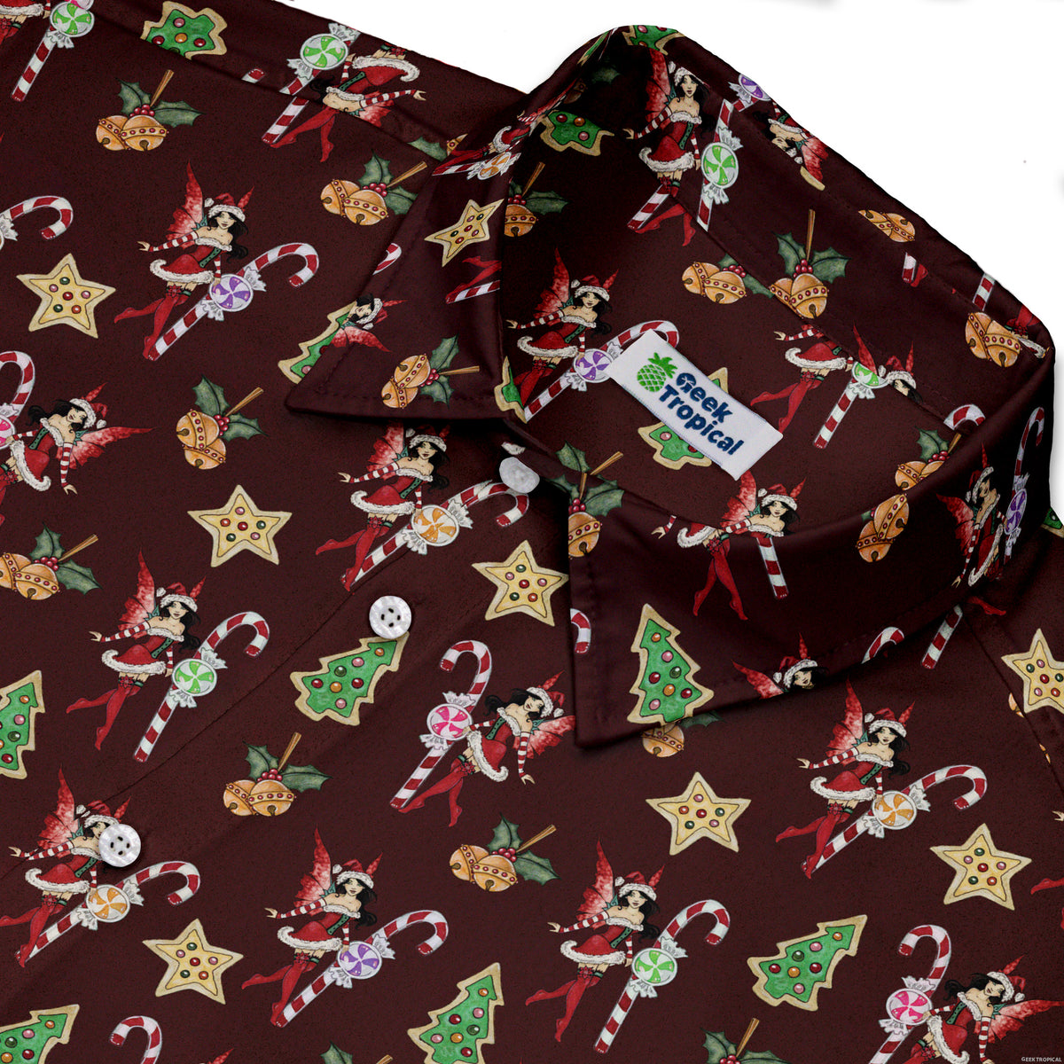 Crimson Faerie Button Up Shirt Neck