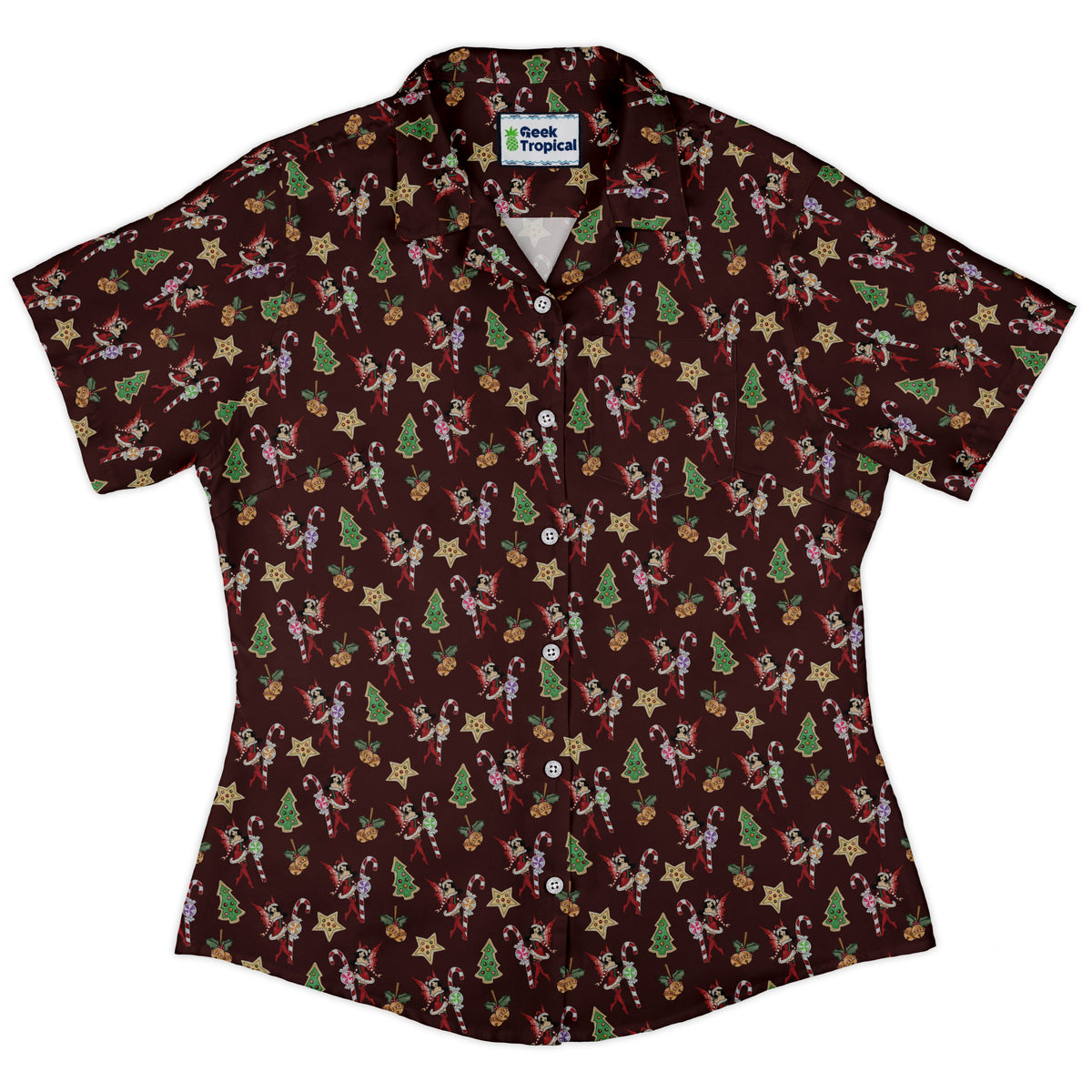 Crimson Faerie Curvy Button Up Shirt womens front