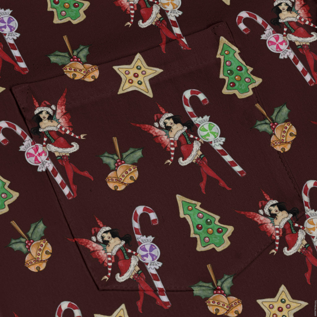 Crimson Faerie Long Sleeve Button Up Shirt pocket