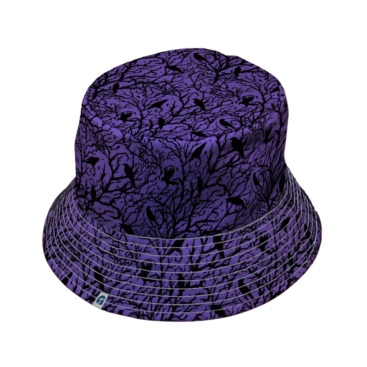 Crows At Dusk Bucket Hat Gray Stitching