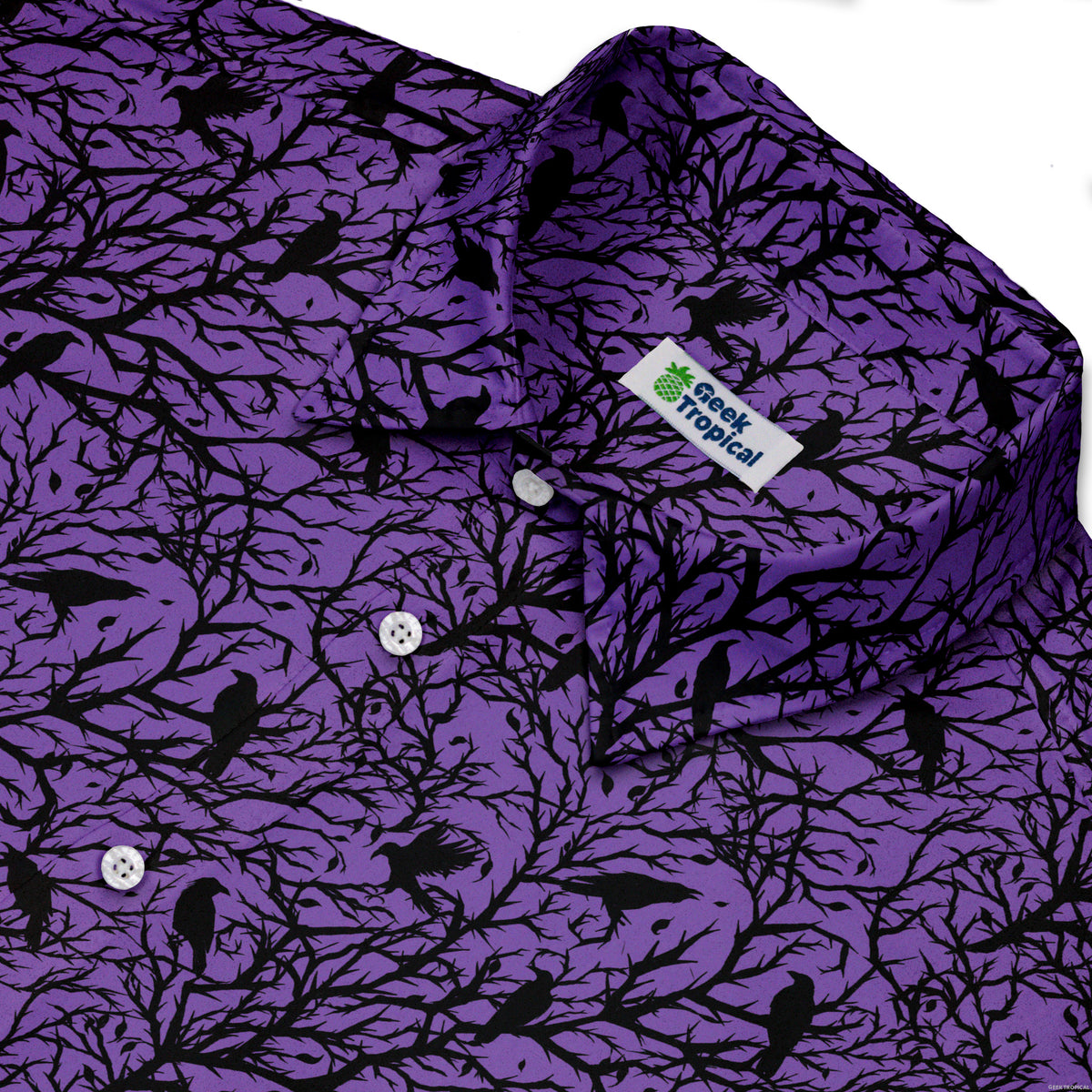 Crows At Dusk Button Up Shirt Neck