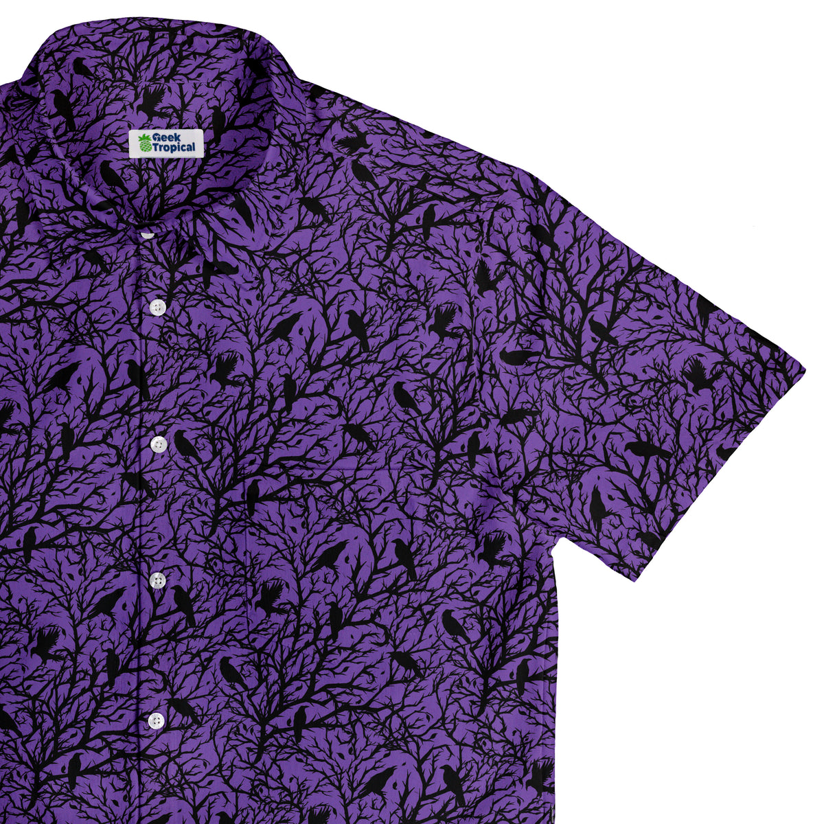 Crows At Dusk Button Up Shirt Top Corner