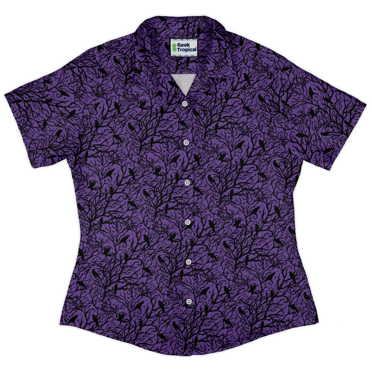 Crows At Dusk Curvy Button Up Shirt womens front