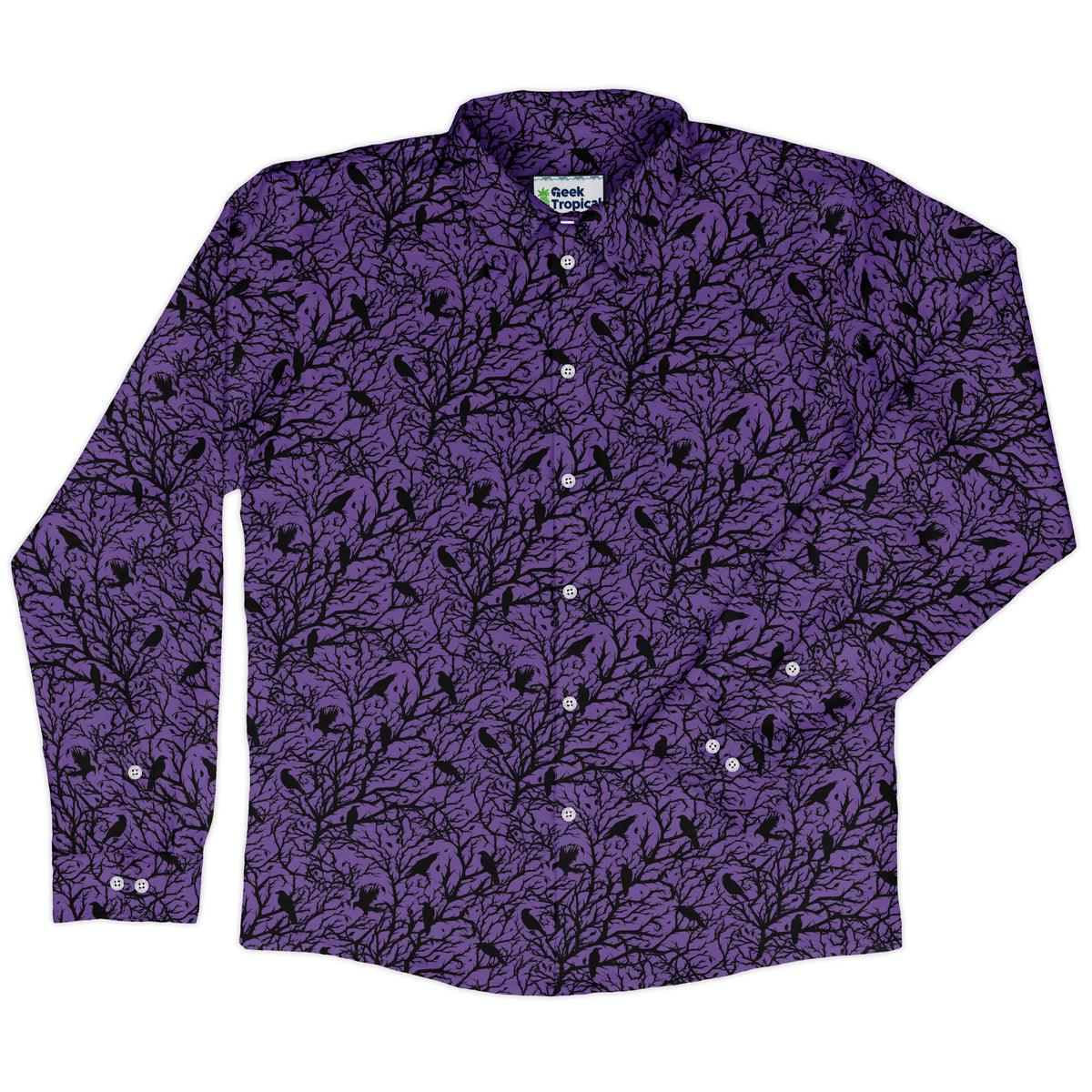 Crows At Dusk Long Sleeve Button Up Shirt front
