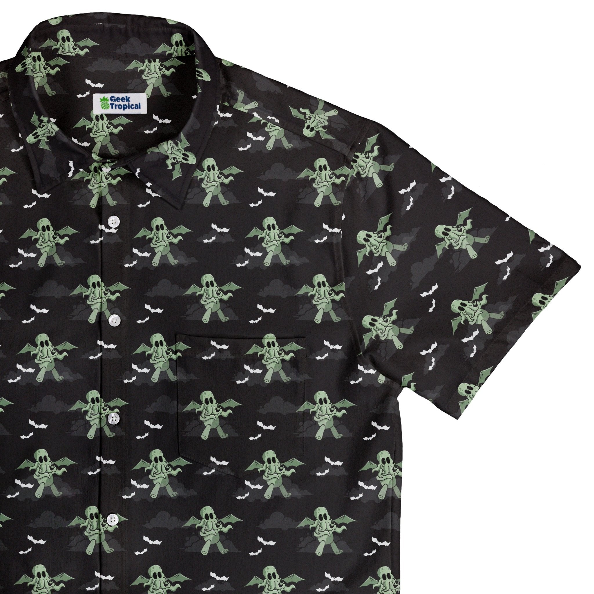 Cthlhu fog Button Up Shirt Geek Nerd adult sizing Fantasy Prints halloween
