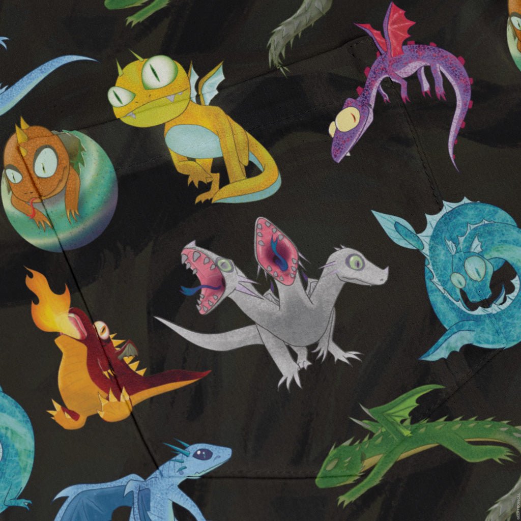 Cute Baby Dragons Long Sleeve Button Up Shirt Geek Nerd adult sizing Animal Patterns Designs by Nathan