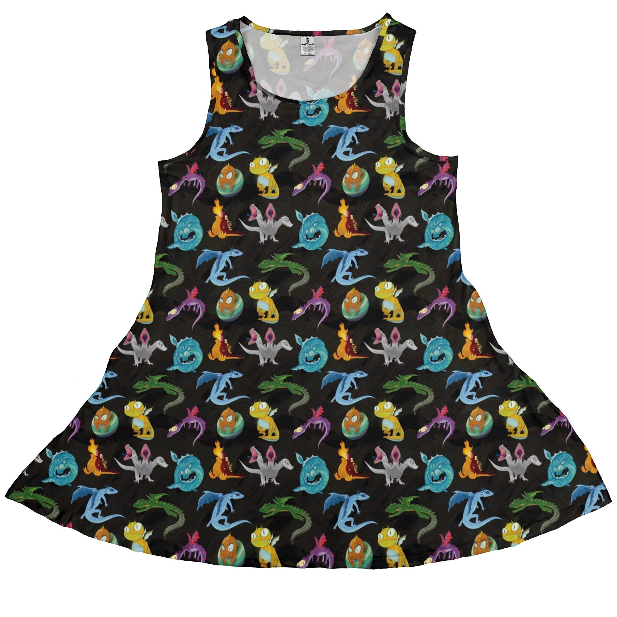 Cute Baby Dragons Dress Geek Nerd Animal Patterns Designs by Nathan Fantasy Prints