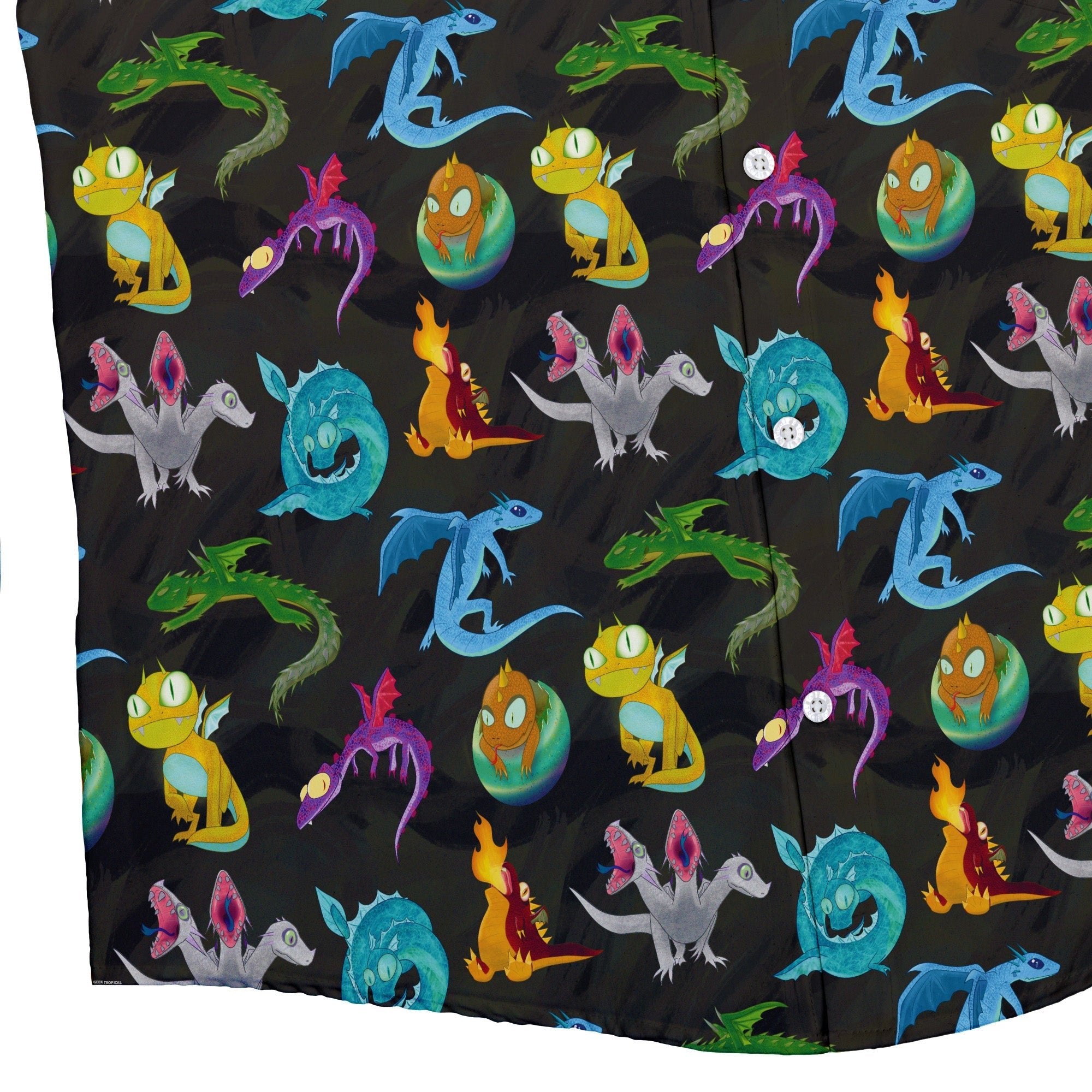 Cute Baby Dragons Button Up Shirt - adult sizing - Animal Patterns - Designs by Nathan