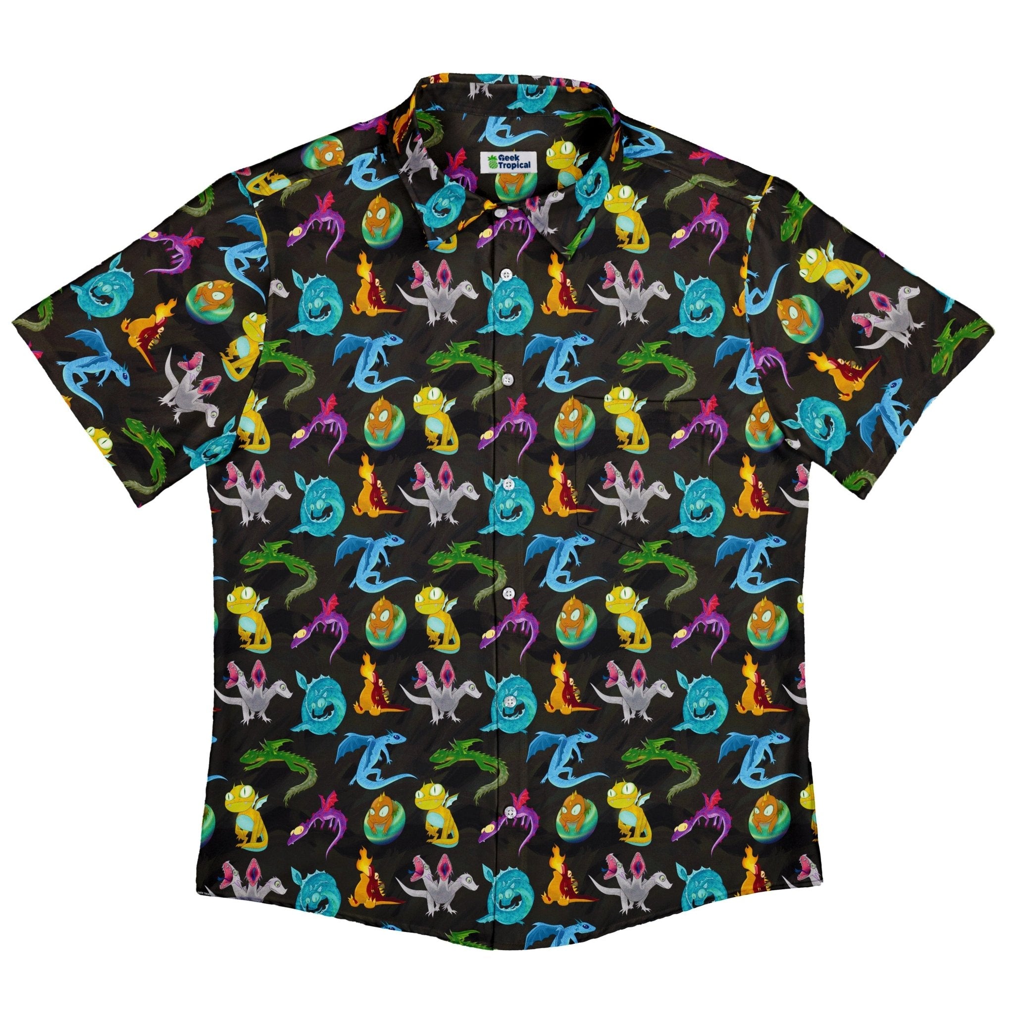 Cute Baby Dragons Button Up Shirt - adult sizing - Animal Patterns - Designs by Nathan