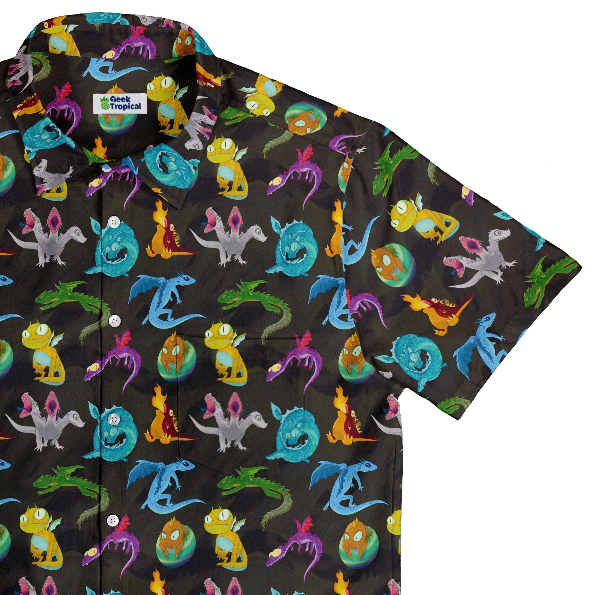 Cute Baby Dragons Button Up Shirt - adult sizing - Animal Patterns - Designs by Nathan