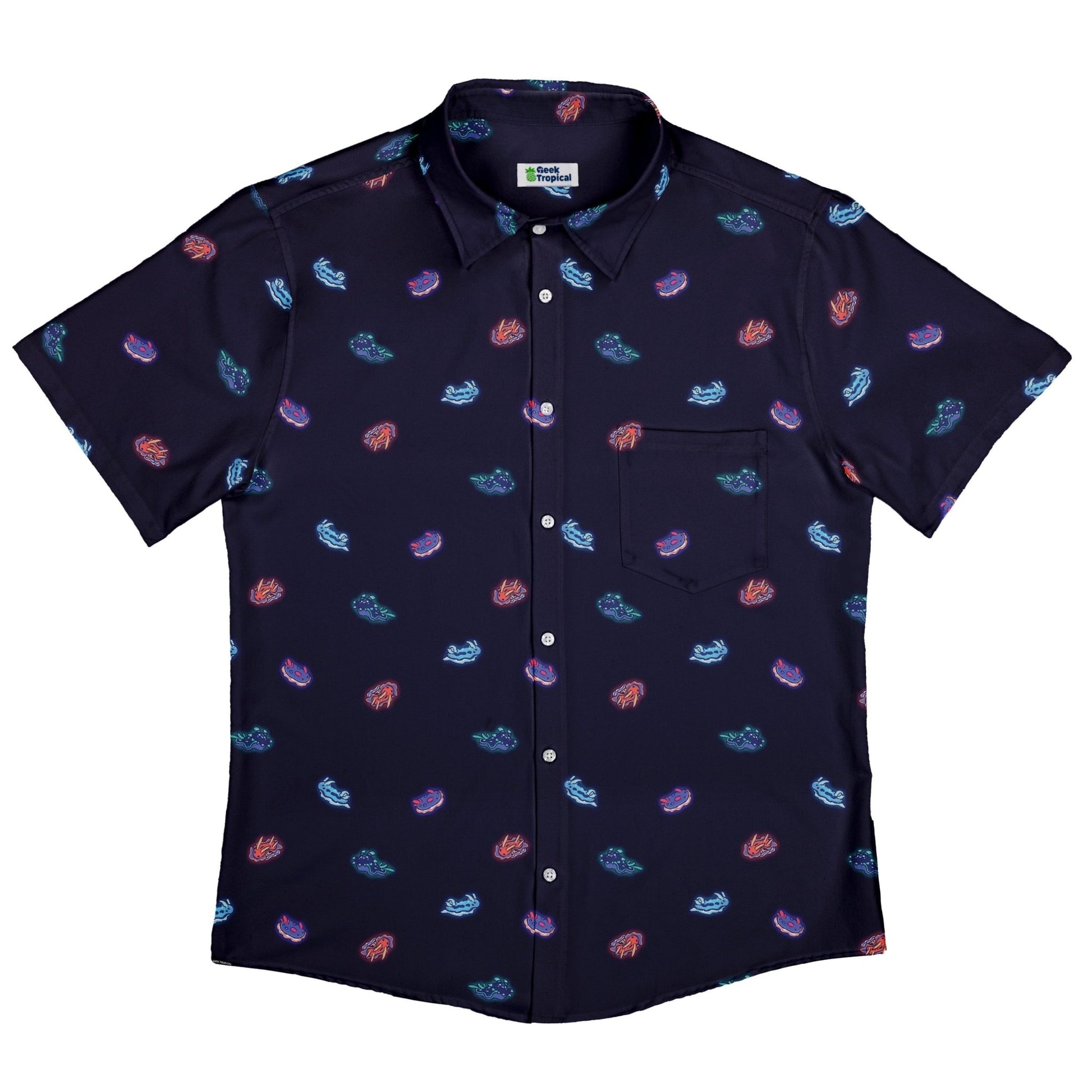 Cute Sea Slugs Button Up Shirt Geek Nerd adult sizing anime Design by Ardi Tong