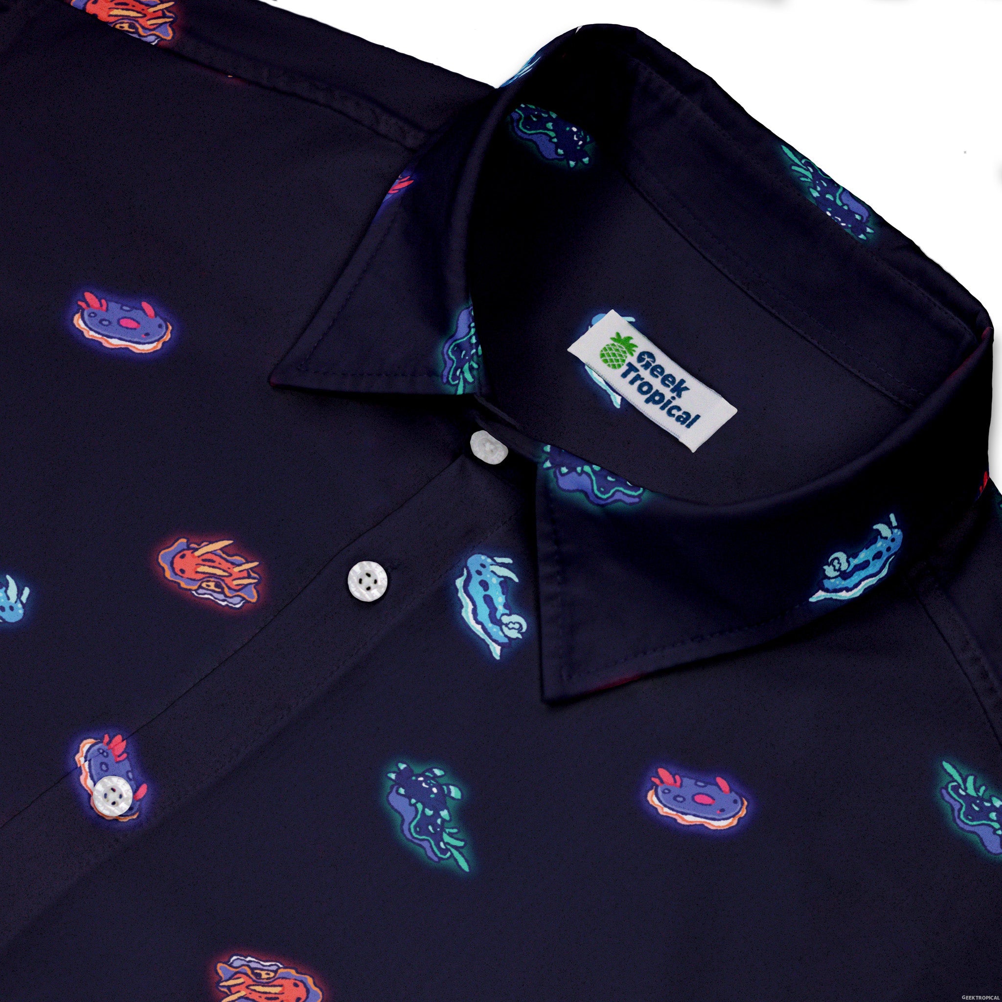 Cute Sea Slugs Button Up Shirt Geek Nerd adult sizing anime Design by Ardi Tong