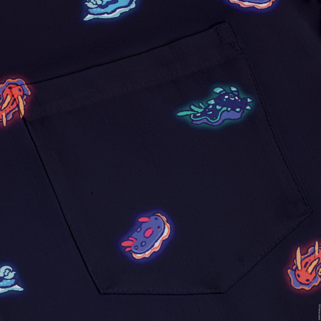 Cute Sea Slugs Button Up Shirt Geek Nerd adult sizing anime Design by Ardi Tong