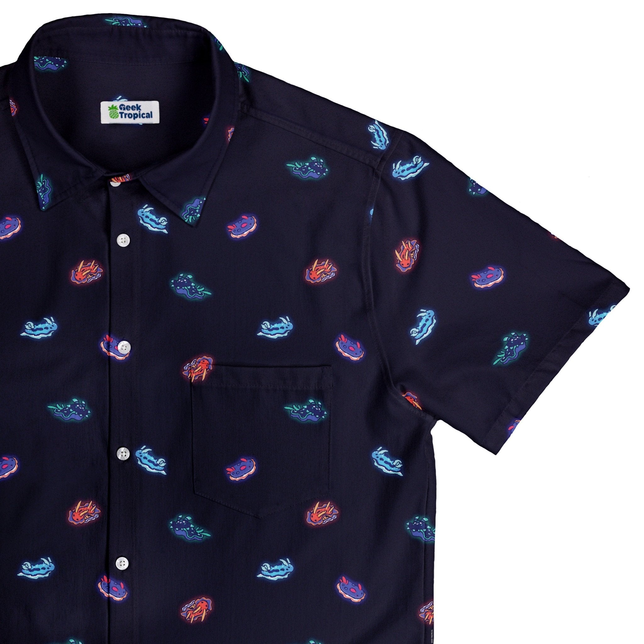 Cute Sea Slugs Button Up Shirt Geek Nerd adult sizing anime Design by Ardi Tong