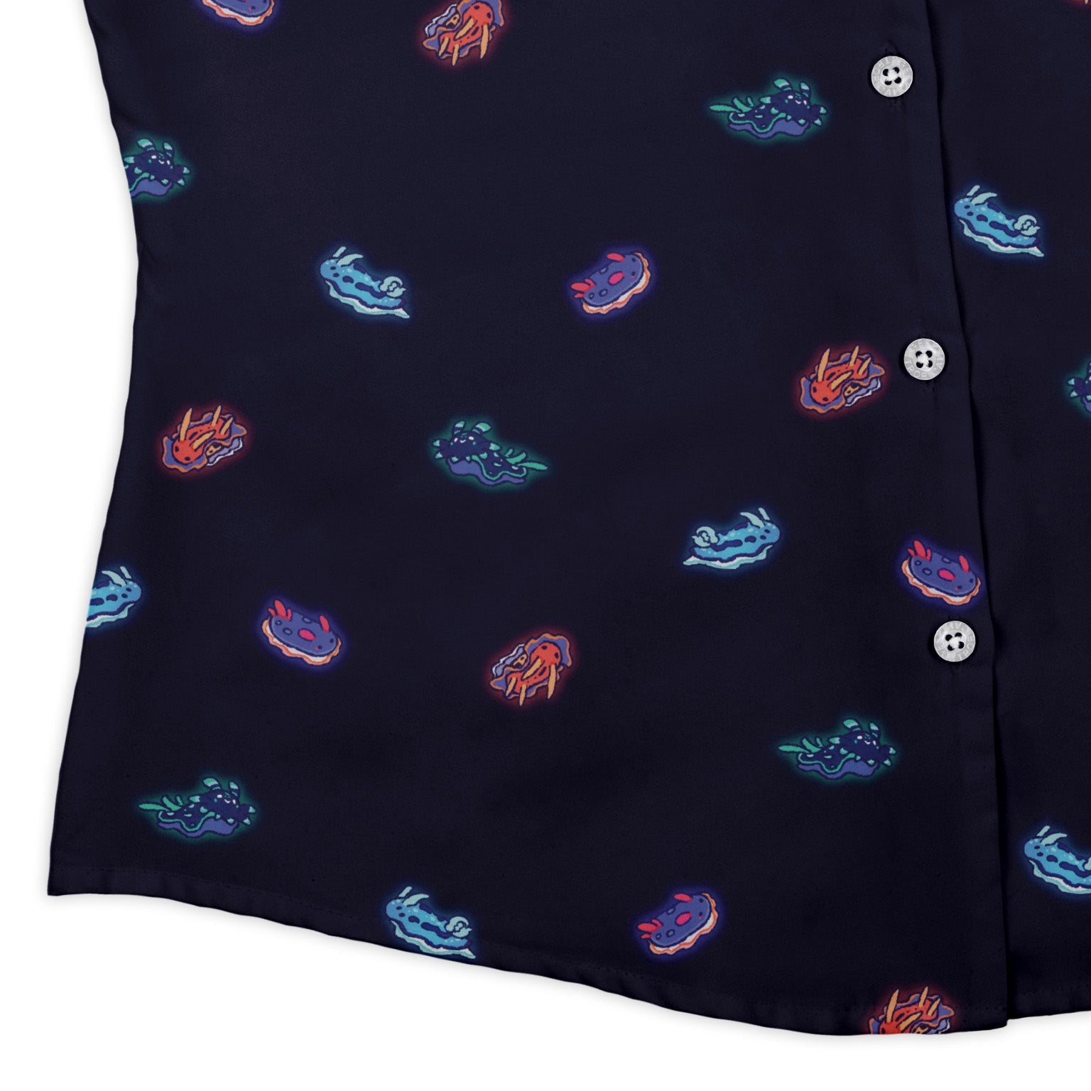 Cute Sea Slugs Curvy Button Up Shirt Geek Nerd anime Design by Ardi Tong marine biology