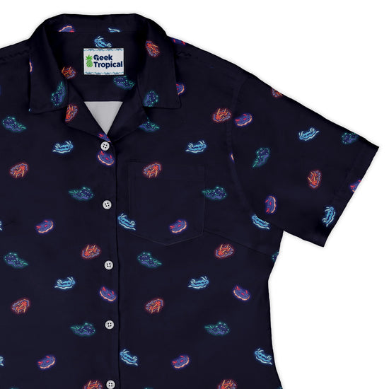 Cute Sea Slugs Curvy Button Up Shirt Geek Nerd anime Design by Ardi Tong marine biology