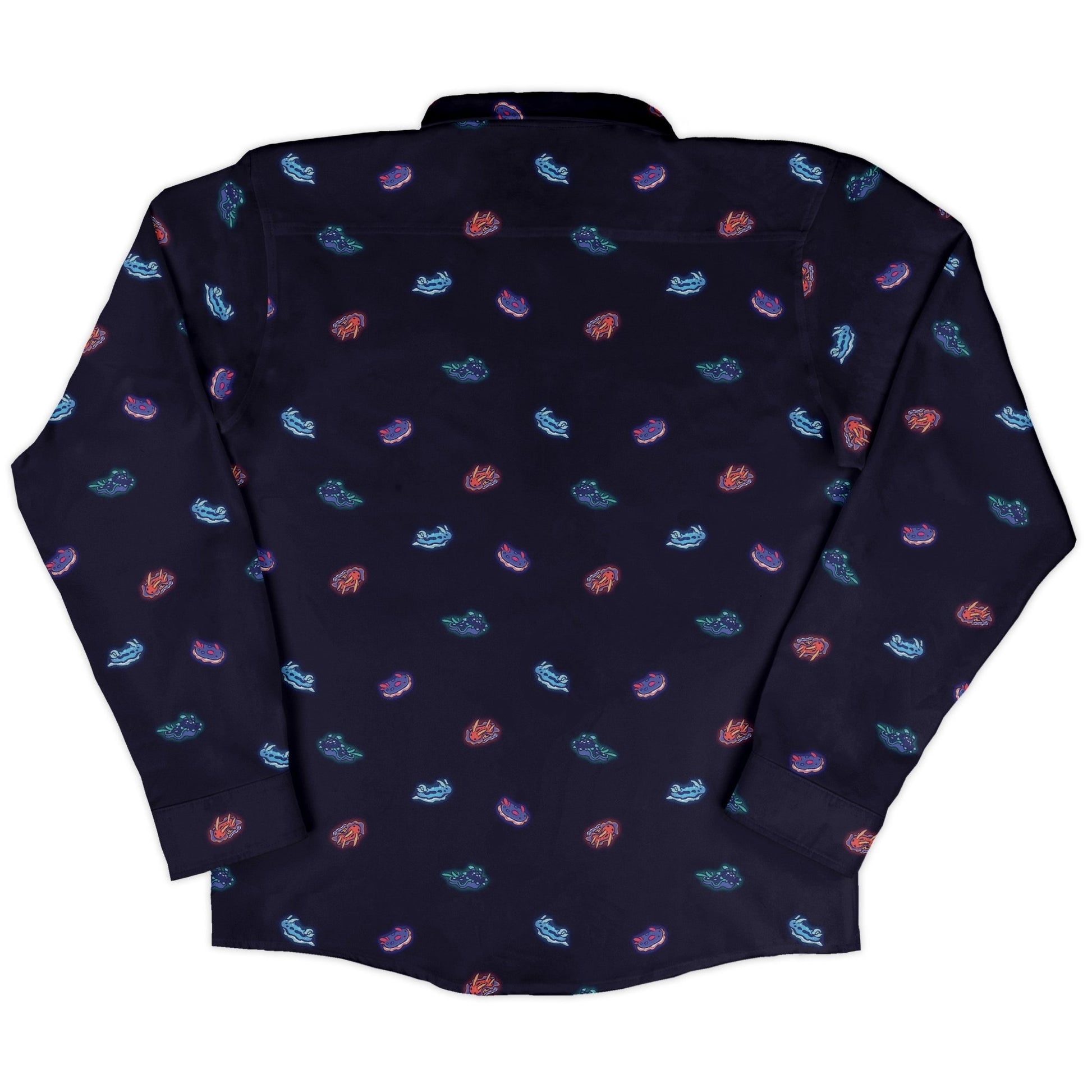 Cute Sea Slugs Long Sleeve Button Up Shirt Geek Nerd adult sizing anime Design by Ardi Tong