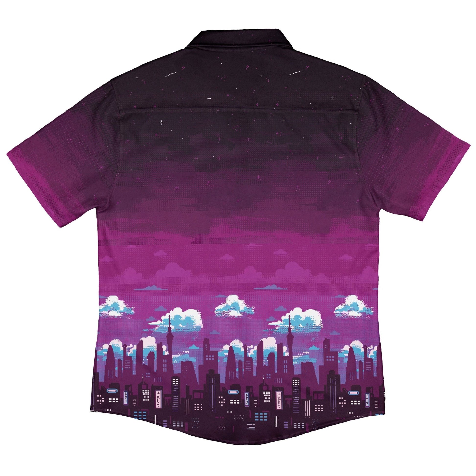 Cyberpunk Tokyo Skyline Button Up Shirt Geek Nerd 0925 adult sizing All Adult Button Up Shirts