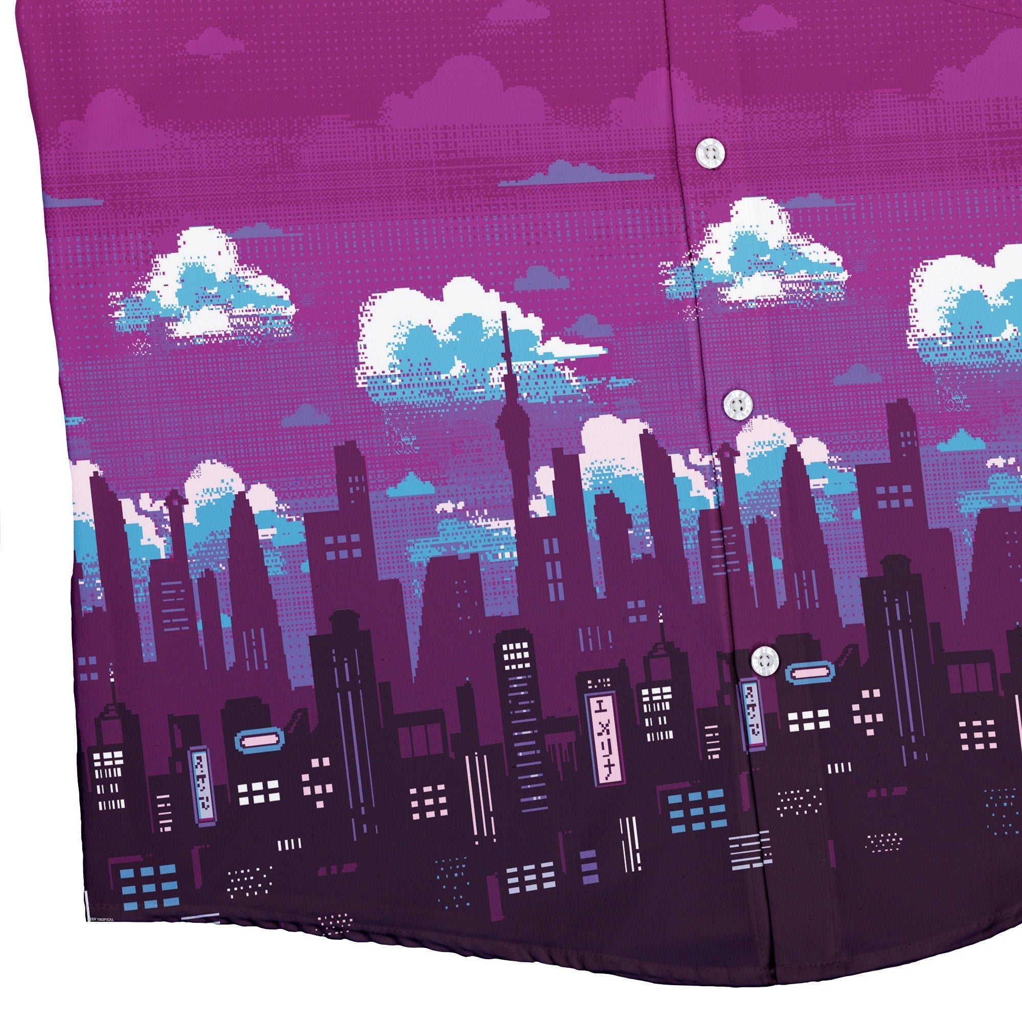 Cyberpunk Tokyo Skyline Button Up Shirt Geek Nerd 0925 adult sizing All Adult Button Up Shirts
