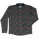 D20 Floral Hawaiian Gray Long Sleeve Button Up Shirt Geek Nerd adult sizing Design by Heather Davenport dnd & rpg print