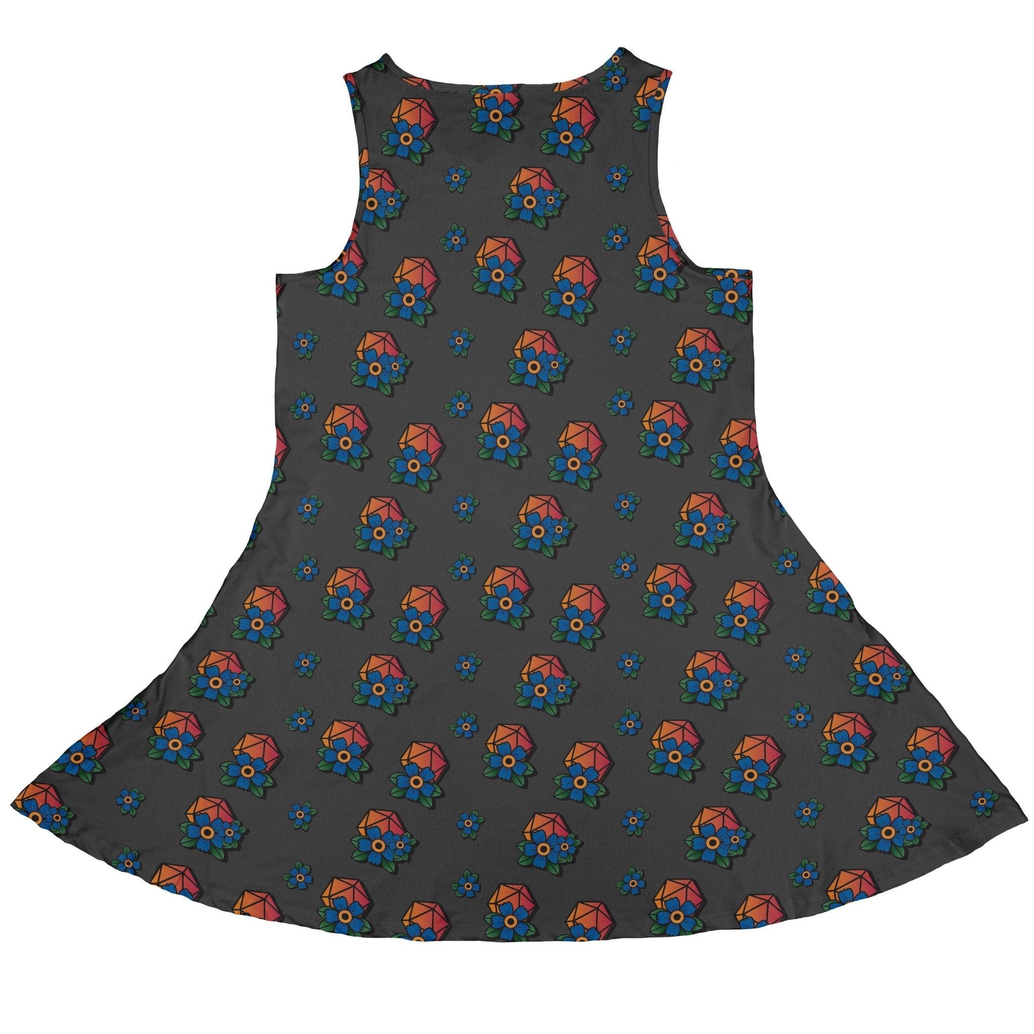 D20 Floral Hawaiian Gray Dress Geek Nerd Design by Heather Davenport dnd & rpg print lx - C