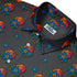D20 Floral Hawaiian Gray Button Up Shirt - adult sizing - Design by Heather Davenport - dnd & rpg print