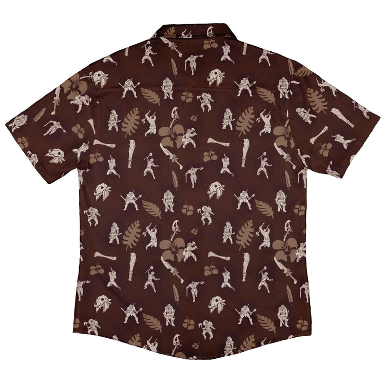 Dnd Barbarian Class Hawaiian Button Up Shirt - adult sizing - Designs by Nathan - dnd & rpg print