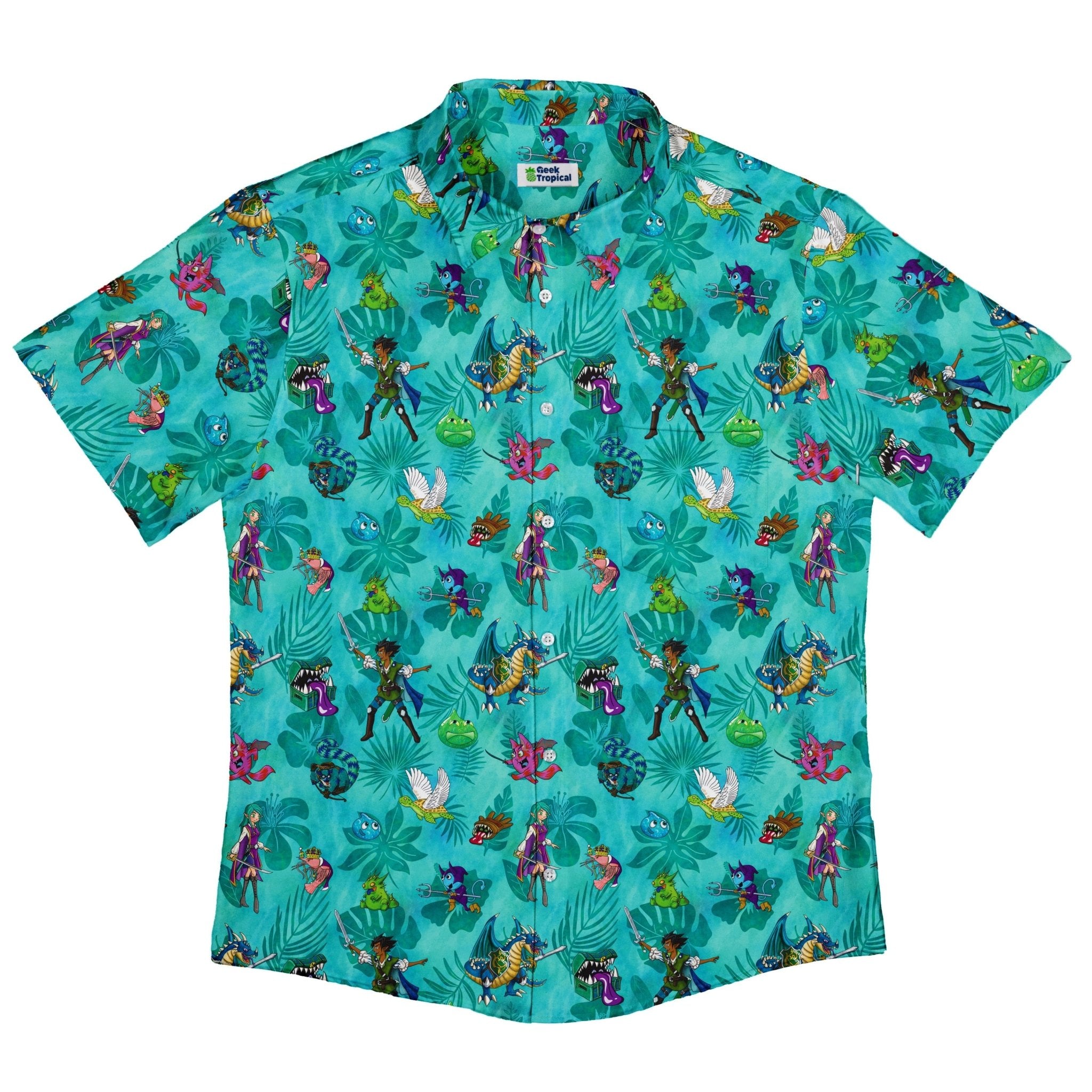 Dnd Cartoon Quest Button Up Shirt - adult sizing - Designs by Nathan - dnd & rpg print