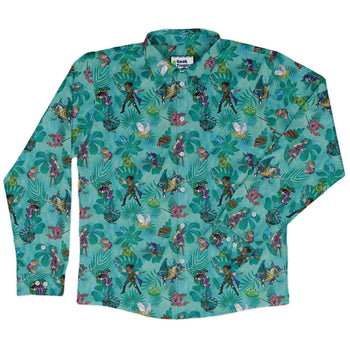 DND Cartoon Quest Long Sleeve Button Up Shirt Geek Nerd adult sizing Designs by Nathan dnd & rpg print