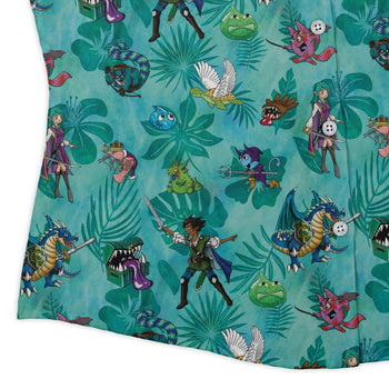 DND Cartoon Quest Curvy Button Up Shirt Geek Nerd Designs by Nathan dnd & rpg print Fantasy Prints