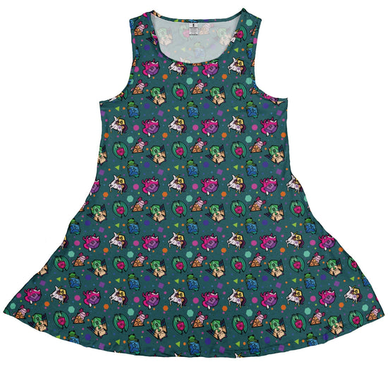 Dnd Dice Critters Teal Dress Geek Nerd Animal Patterns Designed by Rose Khan dnd & rpg print