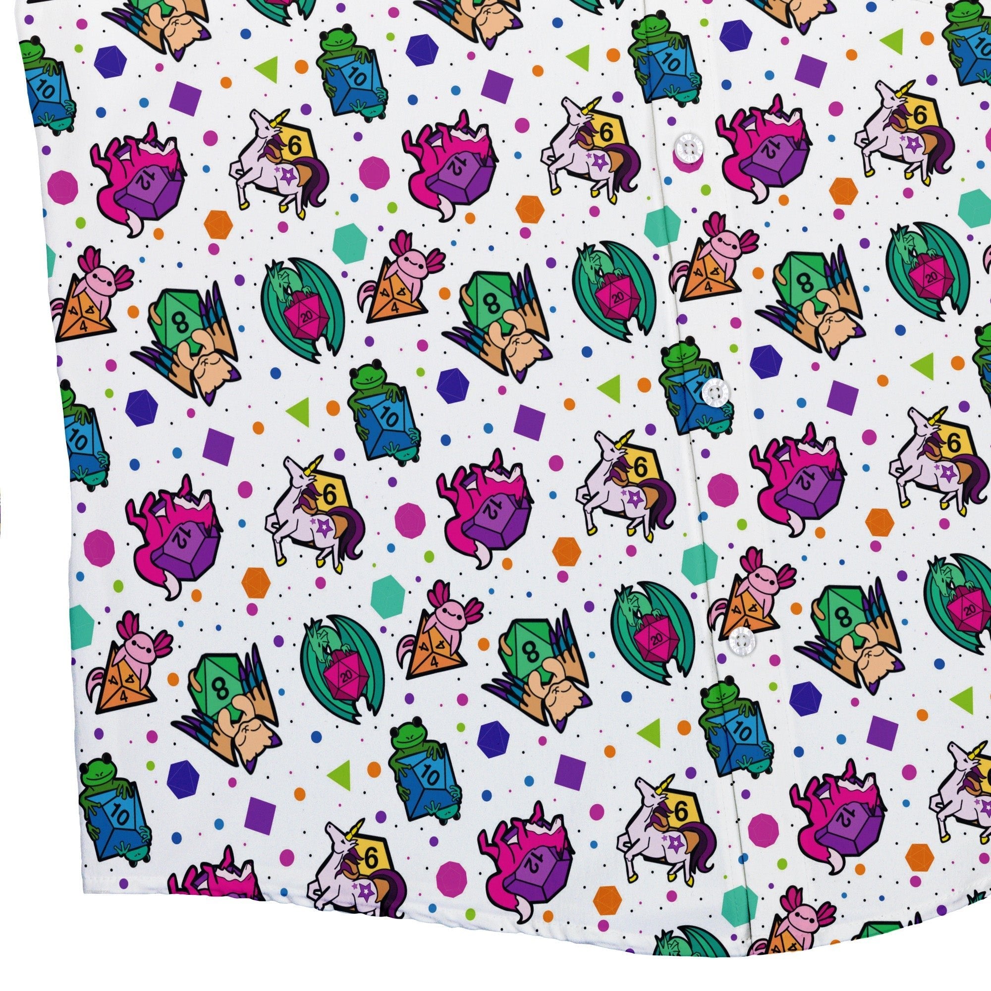 DND Dice Critters Colors Button Up Shirt - adult sizing - Animal Patterns - Designed by Rose Khan