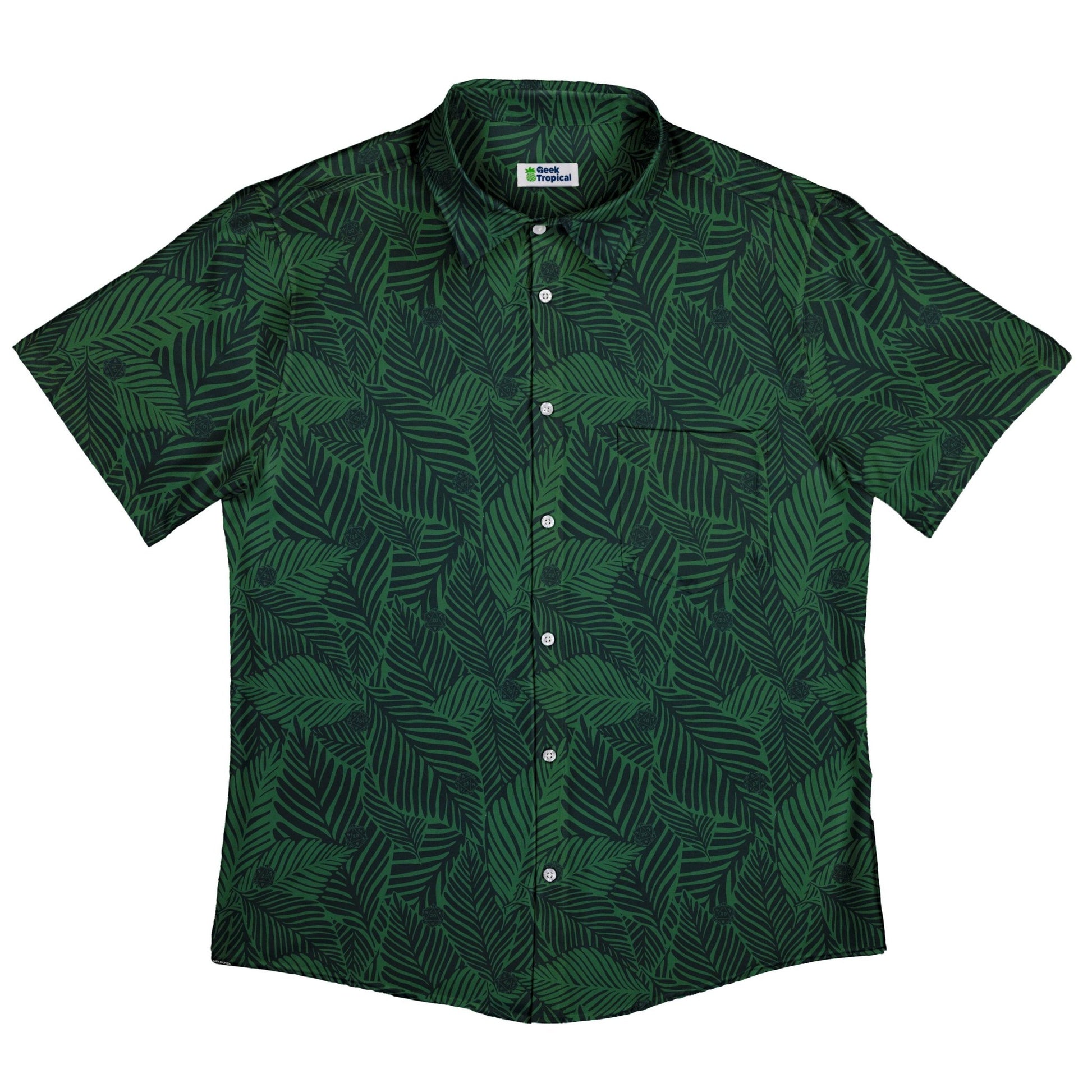 Tropical Dnd Dice Button Up Shirt - adult sizing - Design by Dunking Toast - dnd & rpg print