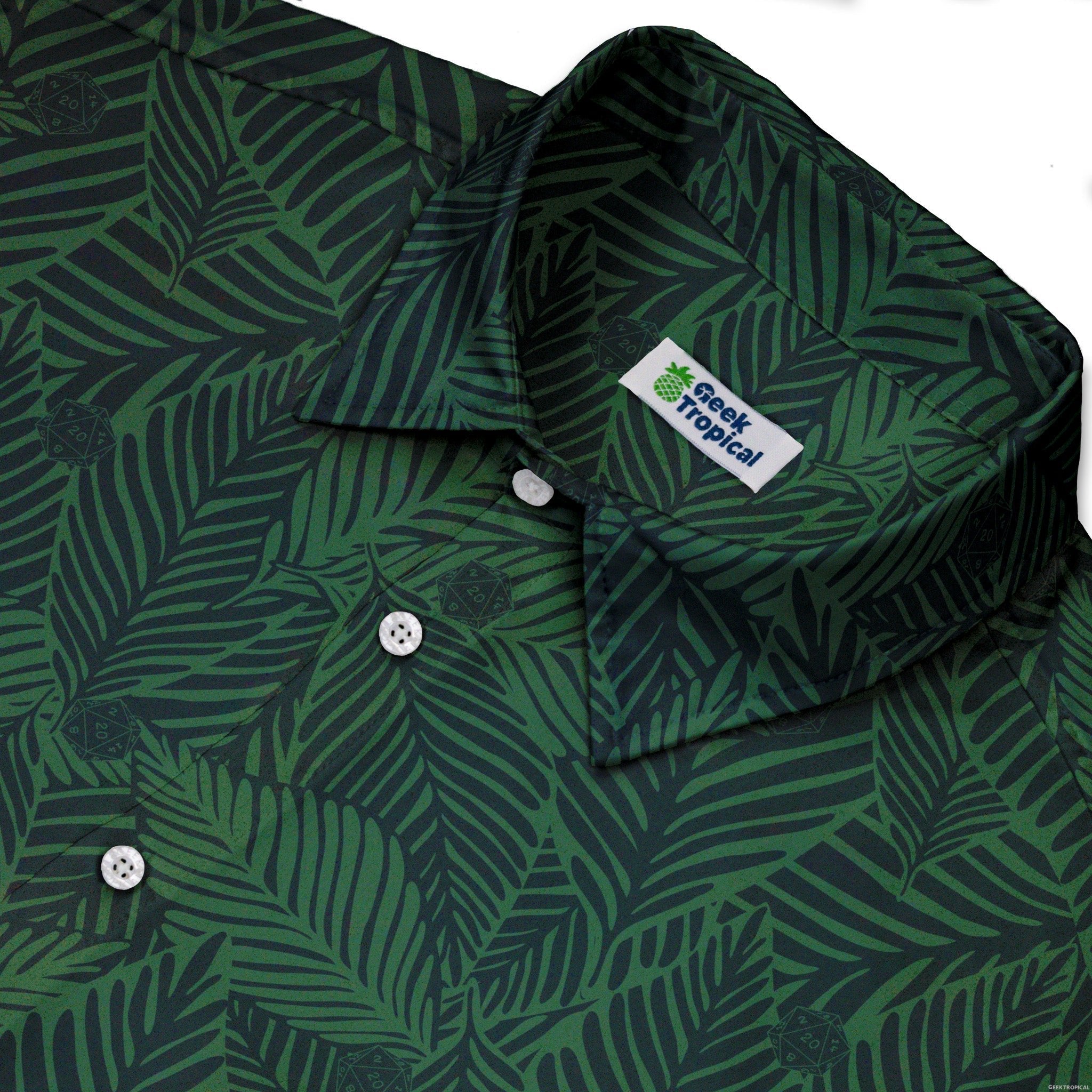 Tropical Dnd Dice Button Up Shirt - adult sizing - Design by Dunking Toast - dnd & rpg print