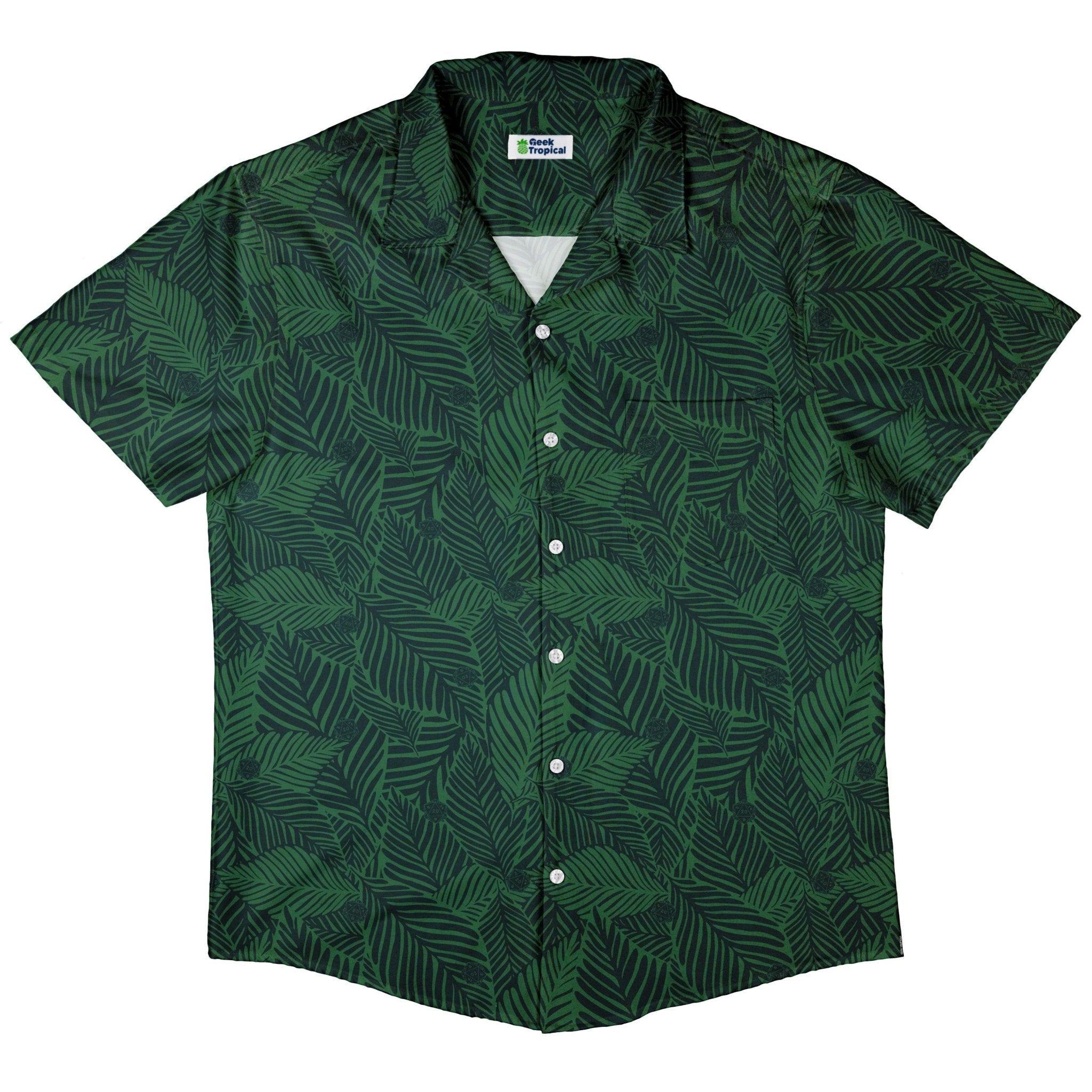 Clearance Ready - to - Ship Tropical Dnd Dice Button Up Shirt Geek Nerd adult sizing Clearance Design by Dunking Toast