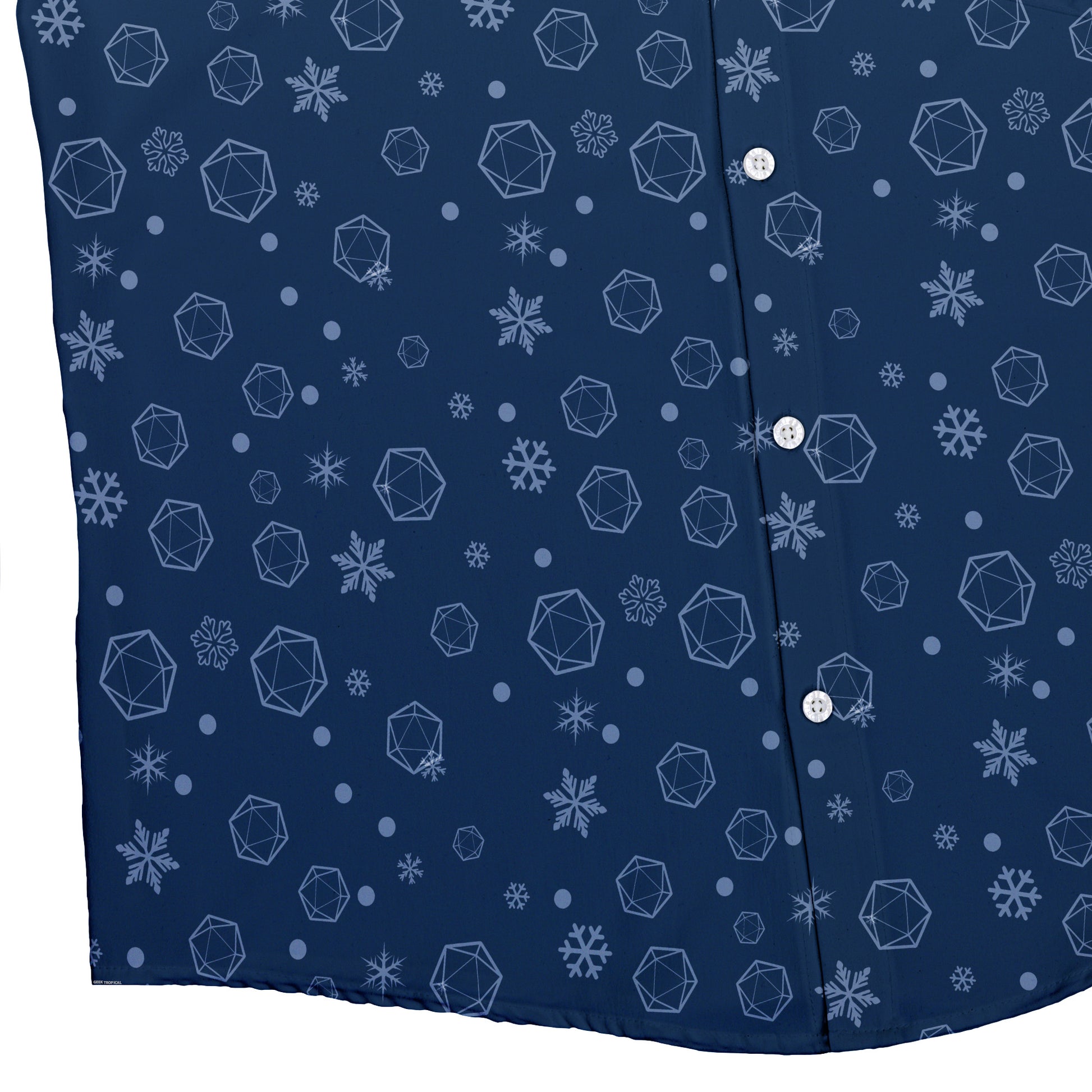 Dnd Dice Snowflake Button Up Shirt Geek Nerd adult sizing Christmas Print