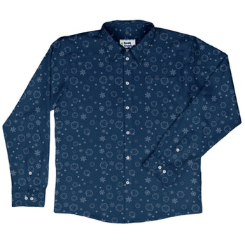 DND Dice Snowflakes Long Sleeve Button Up Shirt Geek Nerd adult sizing Christmas Print dnd & rpg print
