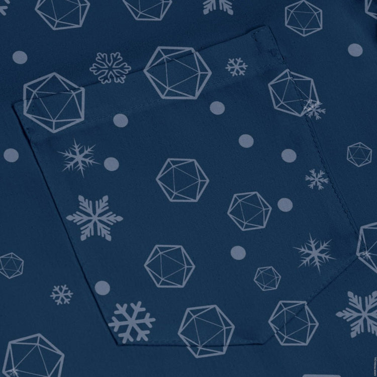 DND Dice Snowflakes Long Sleeve Button Up Shirt Geek Nerd adult sizing Christmas Print dnd & rpg print