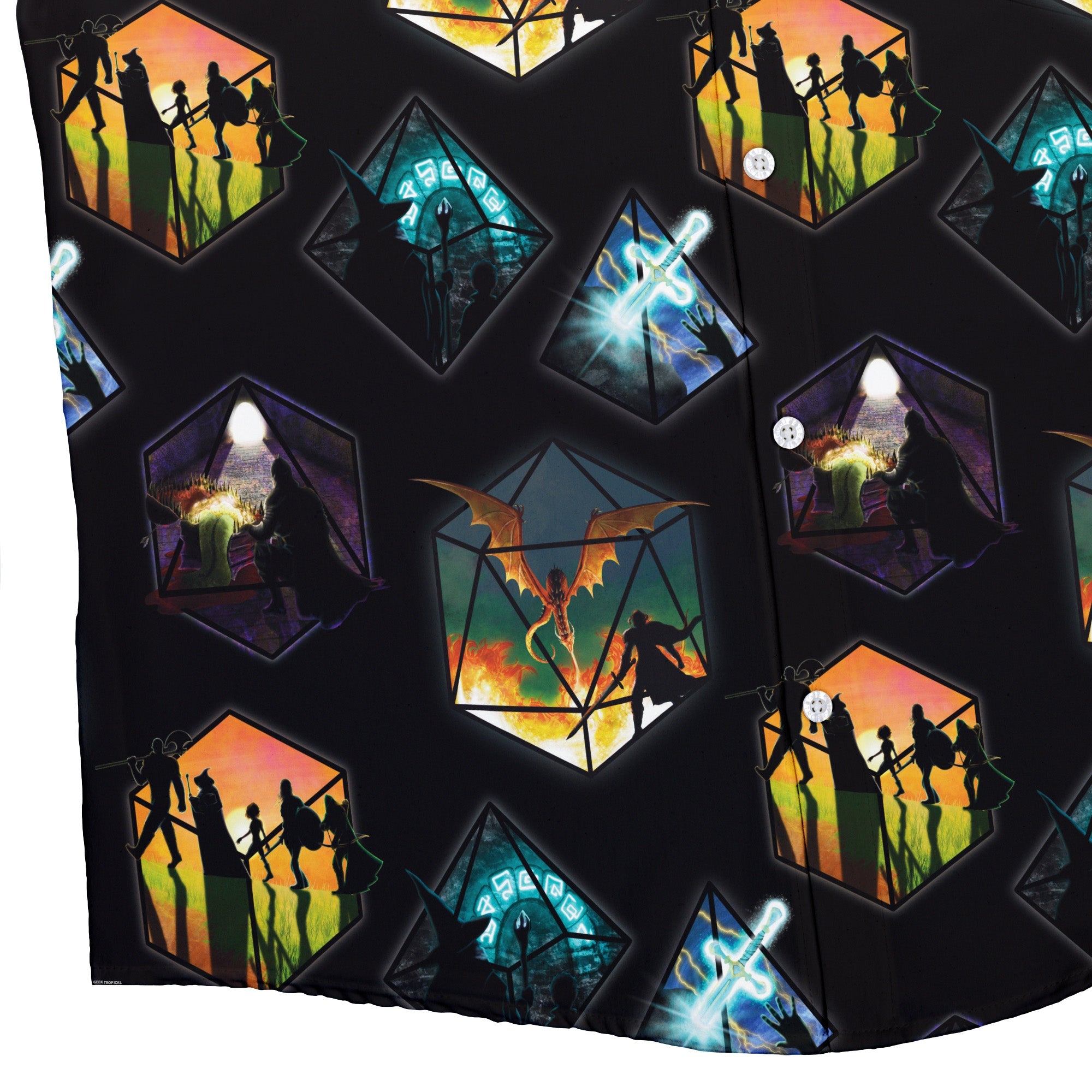 Dnd Party Campaign Button Up Shirt Geek Nerd adult sizing Designs by Nathan dnd & rpg print