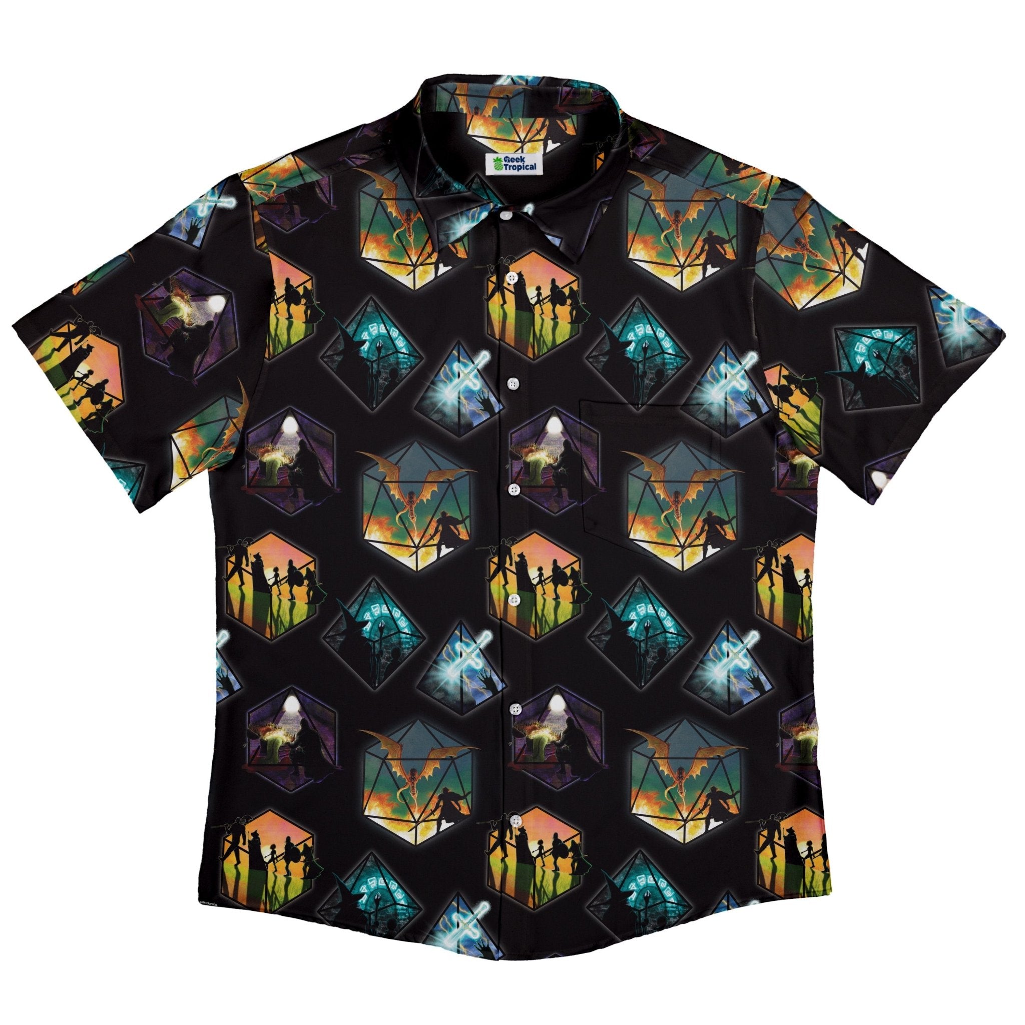 Dnd Party Campaign Button Up Shirt Geek Nerd adult sizing Designs by Nathan dnd & rpg print