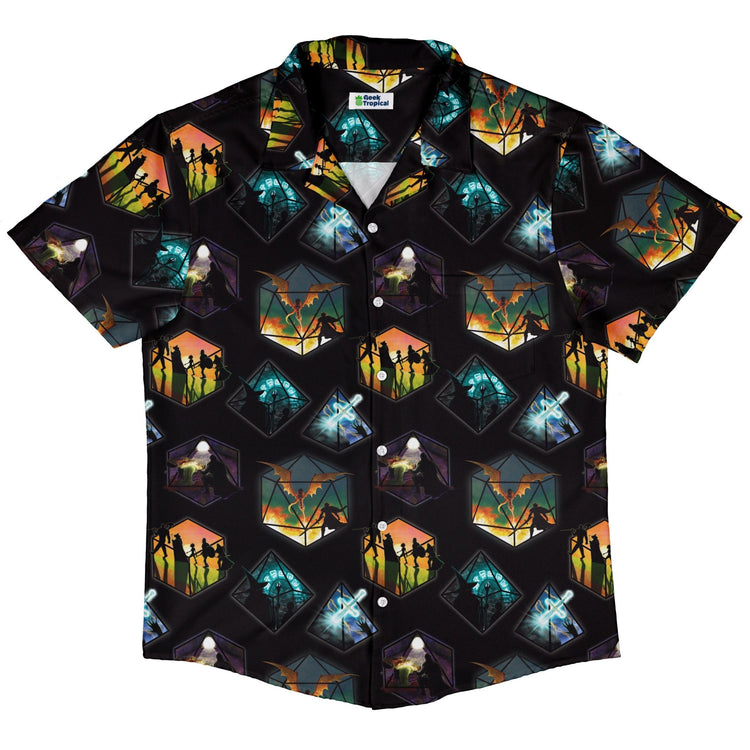 Dnd Party Campaign Button Up Shirt Geek Nerd adult sizing Designs by Nathan dnd & rpg print