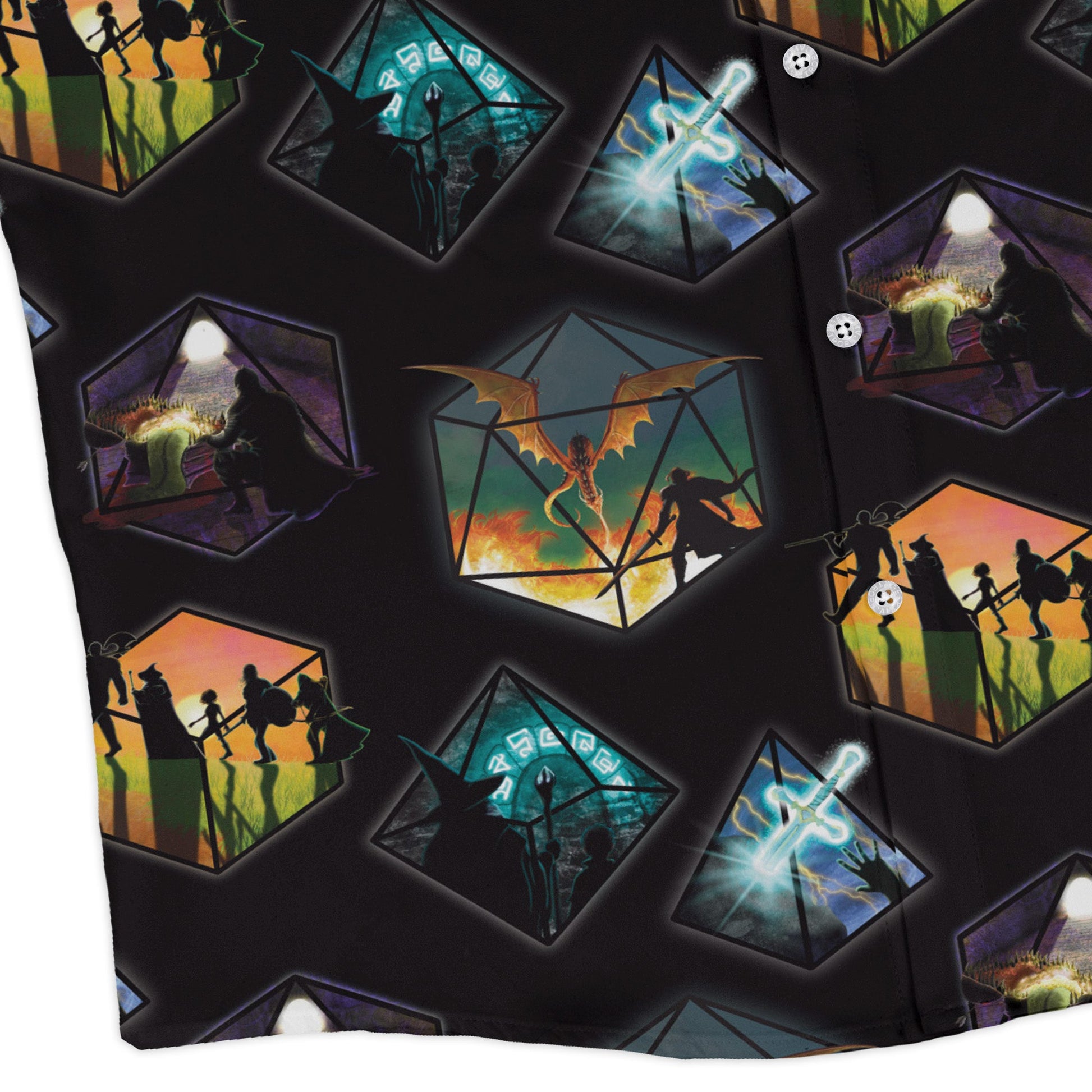 DND Party Campaign Long Sleeve Button Up Shirt Geek Nerd adult sizing Designs by Nathan dnd & rpg print
