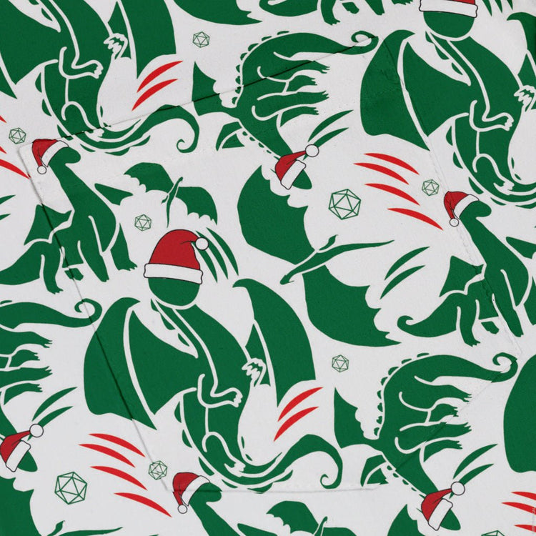 Dnd Santa Hat Dragons Button Up Shirt Geek Nerd adult sizing Christmas Print Design by Heather Davenport